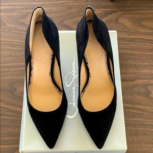Jessica Simpson black suede heels.